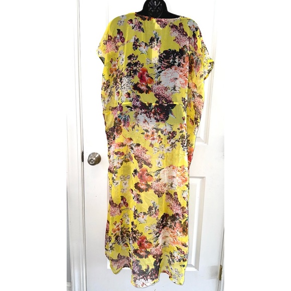 Studio 36 Long Yellow Floral Print shawl size One Size - Picture 3 of 5